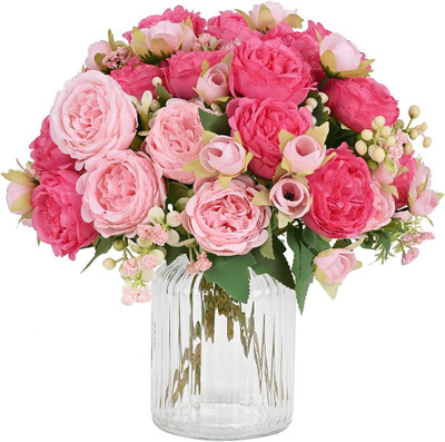 MARTINE MALL 2 Packs Peonies Artificial Flowers, Mixed Pink 2PCS, 