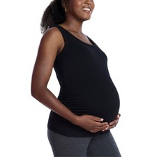 Motherhood Maternity Women's Side Ruched Scoop Neck Pregnancy Medium, Black