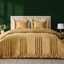 MUSSEL Velvet King Size Comforter Set 3 Pieces,Luxury Gold All Season Cozy Velve