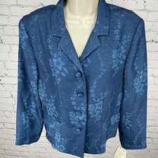NWT Adrianna Papell Blue Floral Buttoned Collared Lightweight Jacket Size 12