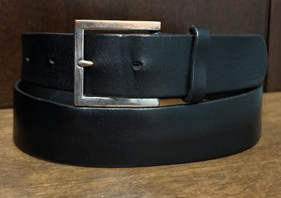 Banana Republic Black Leather Belt Sz 34 1-5/16 Wide Patina Bkl GUC