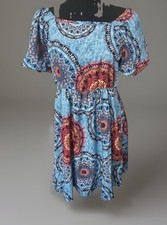 Boho Dress Women's Small Casual Flowy Pleated Loose Size S  Beach Resort Cruise