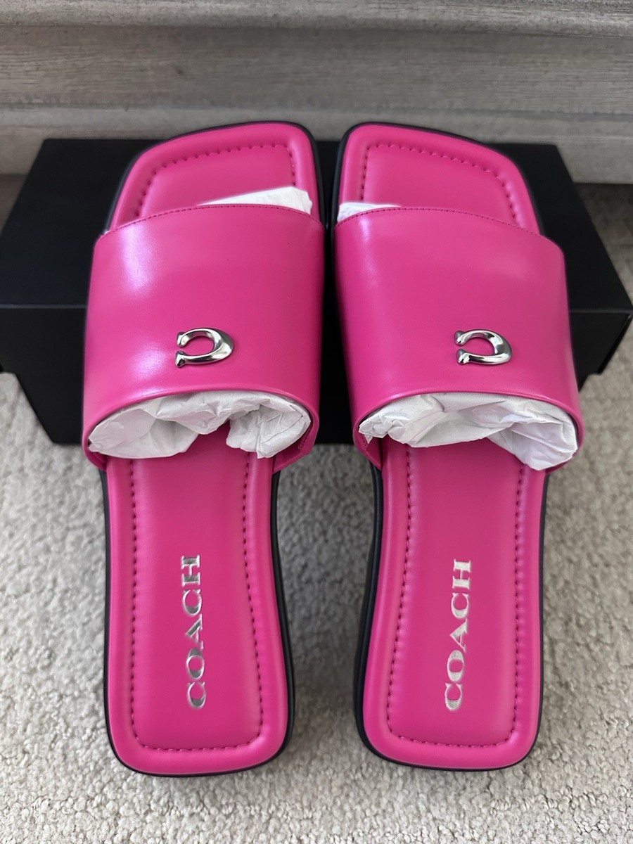 NWT Coach Florence Slide Sandal Dragon Fruit Pink - Size US