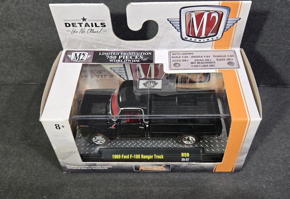 M2 MACHINES 1969 FORD F-100 RANGER TRUCK AUTO-MODS Black, Chase 1/750 - Image 2 of 4