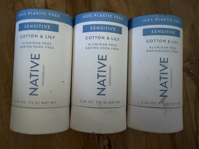 Native Sensitive Deodorant without Aluminum and Parabens 3 Bars Cotton Lily