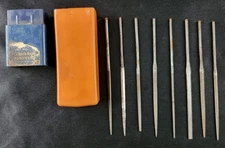 Vintage Nicholson Handle Needle File Assortment Set Includes 8 of 12 4" Files
