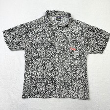 Mossimo Mens Pinwheel Print Shirt Medium Black White Hawaiian Vintage USA Made