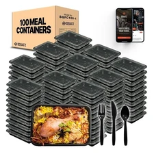 SQUATZ Microwavable Food Container w/ Utensil Set Rectangular Meal box storage