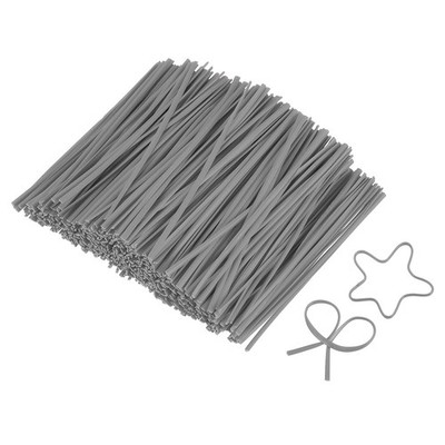 3.1 Inch Twist Ties, Metallic Twist Tie, 1200 Pack, Gray