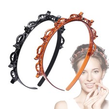 JASSINS 2 Pcs Bangs Hairstyle Hairpin Headband, 'Black', 'Brown' 