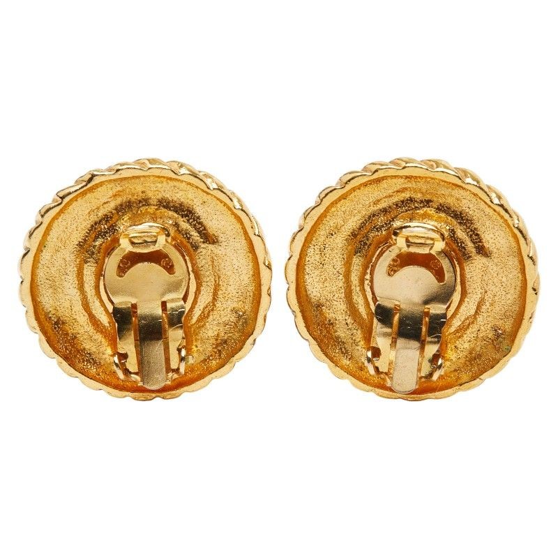 Auth CHANEL Gold Tone Earrings Faux Pearl Women's Gold Metal Authentic thumbnail 3