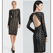 Alice + Olivia Dandi Floral Lace Long Sleeve Backless Cutout Midi Dress 0