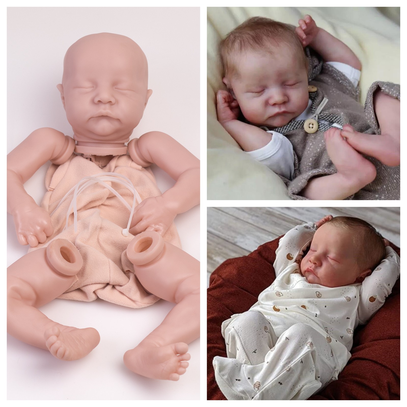 DIY Reborn Doll Kit Unpainted 20" Newborn Sleeping Baby Mold Vinyl Silicone Kits