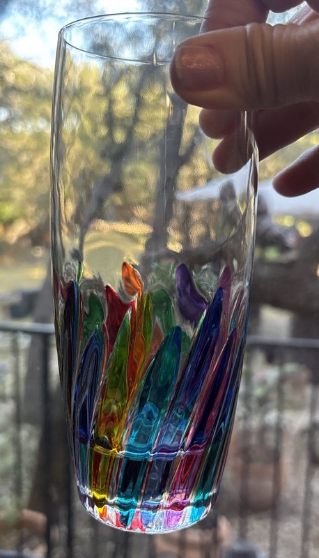 Signed Murano Italy C&C Zecchin color Cut Sommerso Art Glass Highball Tumbler