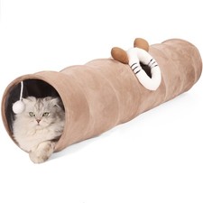 Collapsible Cat Tunnel Straight Tube for Indoor Cats Kittens Large Foldable...