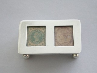 Edwardian Silver Twin Compartment Trough Shaped Stamp Box. James Deakin & Sons