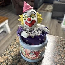 Musical Clown in Drum - Wind Up Clown - Vintage Musical Clown
