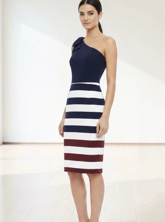ted baker blue and white striped dress Midi Dresses for Women for sale 26PFA structured collar Princess A-Line Sweetheart Backless Color:M-Peach Pink