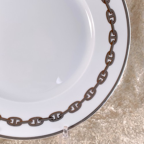 Hermes Paris Dinner Plate Chaine d'Ancre Platinum Porcelain Tableware 27cm - Picture 6 of 15