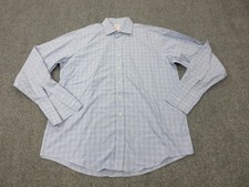 Brooks Brothers Dress Shirt Mens 16.5 34/35 Blue Check Regular Fit Non Iron