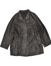 VINTAGE Womens Leather Jacket UK 18 XL Black NF09