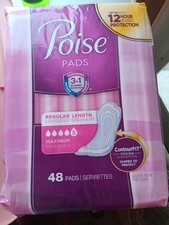 Poise Incontinence Pads for Women 5 Drop, Maximum Absorbency Regular 2 pack 96