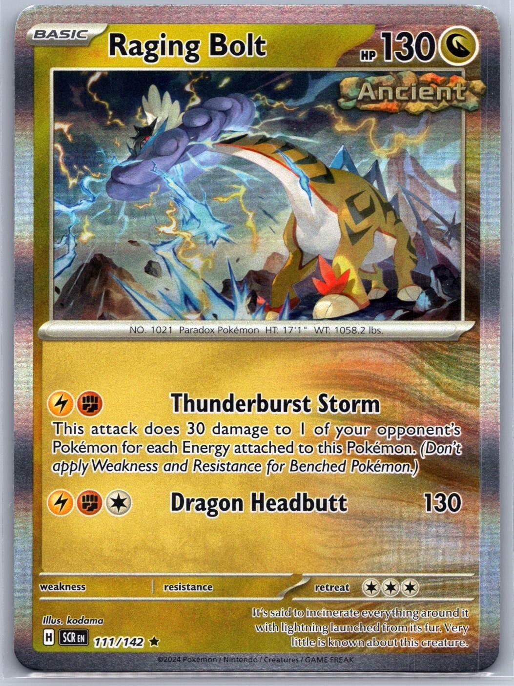 Raging Bolt 111/142 Rare Stellar Crown Pokemon Holo Near Mint