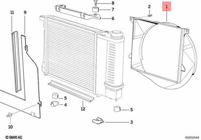 Genuine BMW E30 Cabrio Coupe Sedan Radiator Fan Shroud 440mm OEM 17111719249