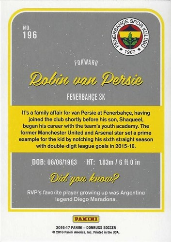 2016-17 Donruss Soccer Set Base Common (191 - 200) Gold - Picture 10 of 36