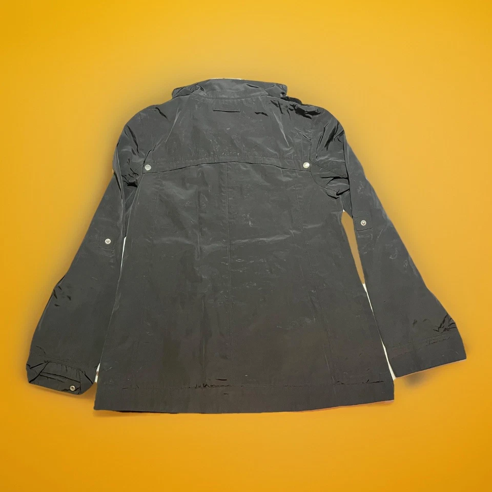 Chaqueta COLE HAAN Signature Mujer MEDIANA Cremallera Completa Abrigo Negro Cintura Cincha Foto 4 de 4