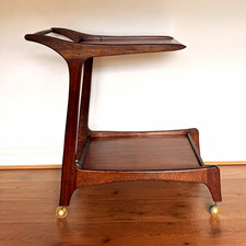 Mid-Century Danish Teak Drinks Trolley | Vintage Wooden Bar Cart 69x51x82