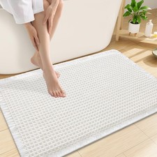 White Waffle Bath Mat Extra Soft Absorbent Non Slip Bathroom Rug 30x20 Inch