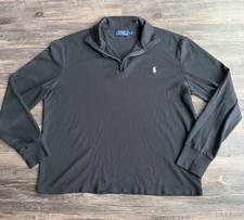 Polo Ralph Lauren Quarter Zip Shirt Mens L Black Long Sleeve Soft Cotton Casual