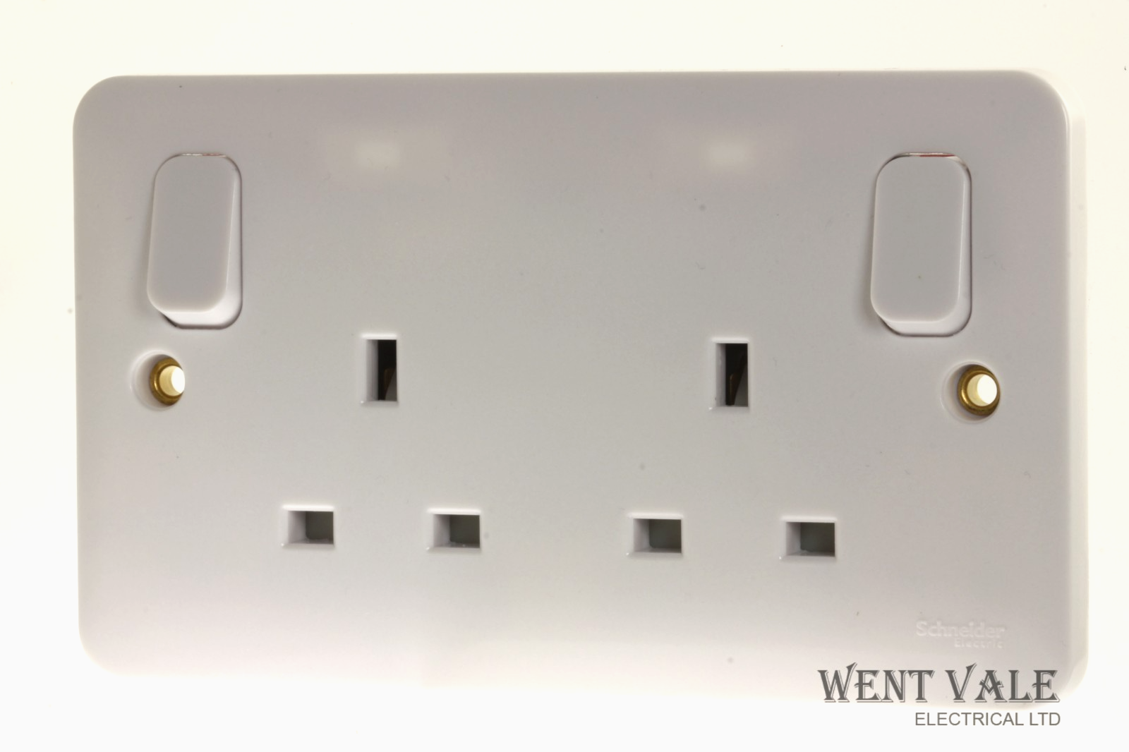 Schneider Lisse Moulded GGBL3030 - 13a S/Pole Twin Socket with Outboard Rockers