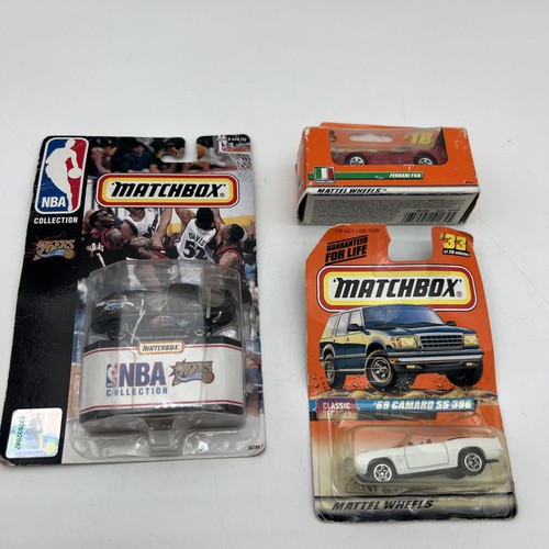Lot of 3 Matchbox Die-Cast Cars NBA 76ers Ferrari F40 Camaro SS 396 Vintage - Picture 9 of 9