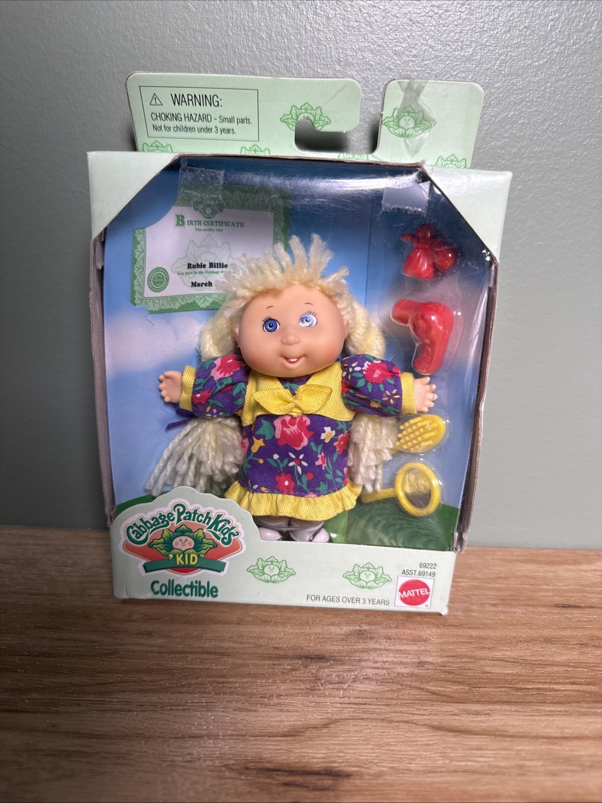 Vintage 1995 Cabbage Patch Kids Mini Doll Born March 15, Rubie Billie