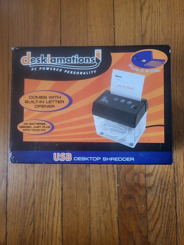 Desklamations Mini Shredder USB Batteries Desktop Paper Cutter Letter Opener