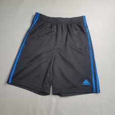Adidas Black With Blue Stripes/Logo Elastic Athletic Pocket Shorts Kids Sz L