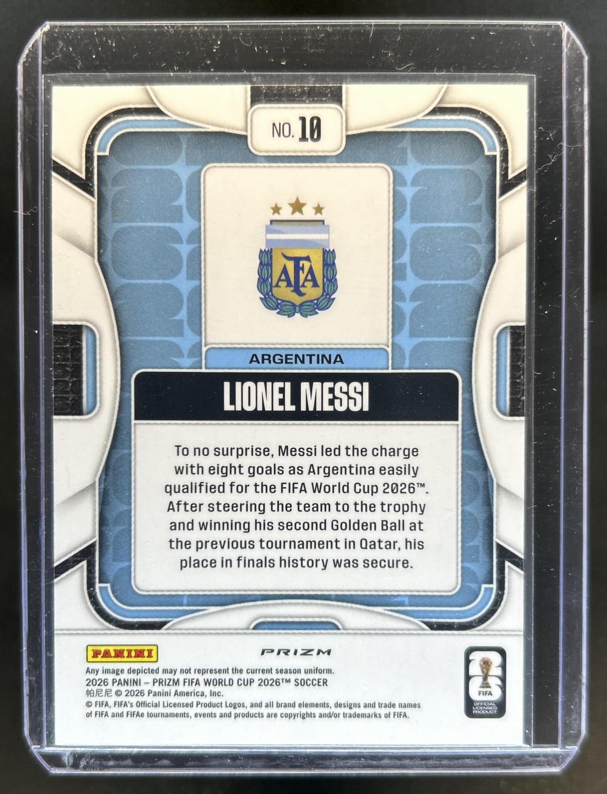 2026 Panini Prizm World Cup Lionel Messi Wave #10 Argentina view 2