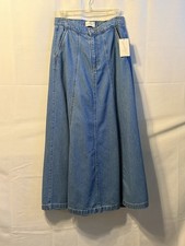 Universal Thread Women's Blue Denim A-Line Long Skirt, Pockets, Zip, Size 4