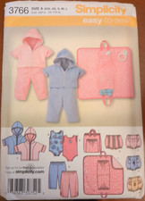 SIMPLICITY 3766 babies' pants, diaper cover, changing pad  KNIT BODY SUIT UC/FF