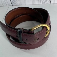 Vintage USA Brown Leather Belt Solid Brass Buckle 38 Flaws