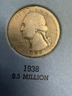 1938 Philadelphia Mint Silver Washington Quarter
