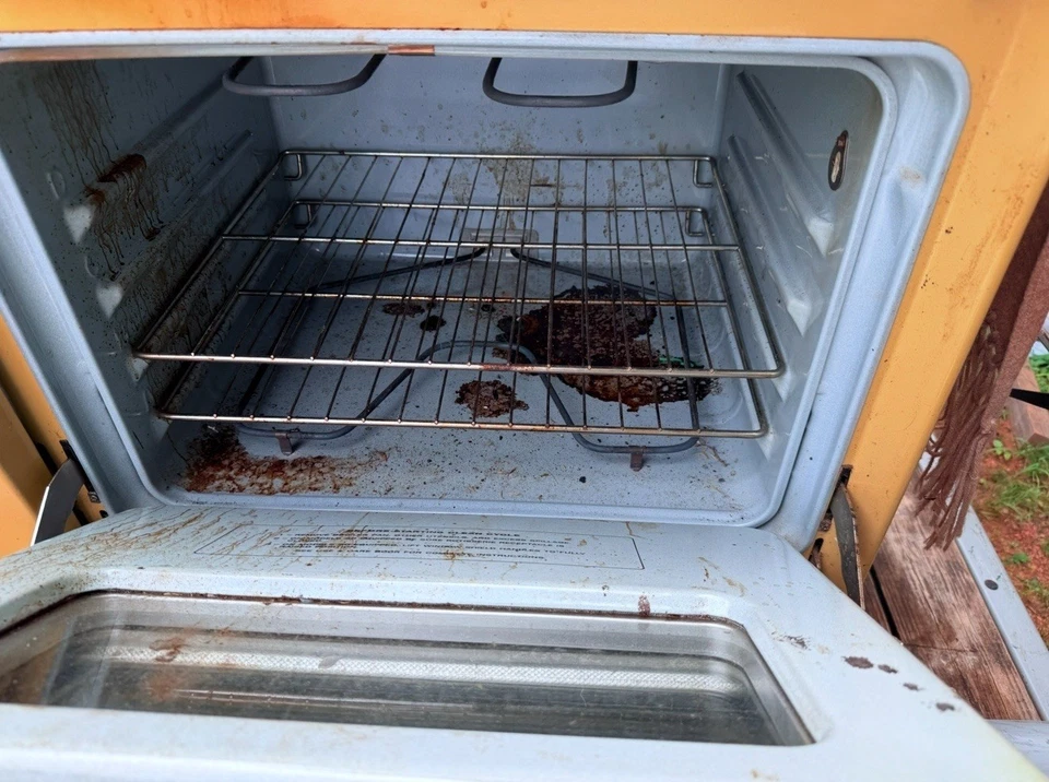 Estufa ge vintage años 70 / gama cosecha oro. Usado como respaldo para las vacaciones Foto 2 de 4