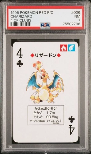 Charizard #006 Pokemon Card Playing Poker Red Back 4 Clubs 1996 Nintendo PSA 7