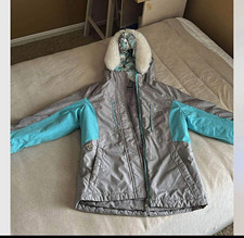 Girls S Gray/Blue Solid Hooded Full Zip Mid-L...