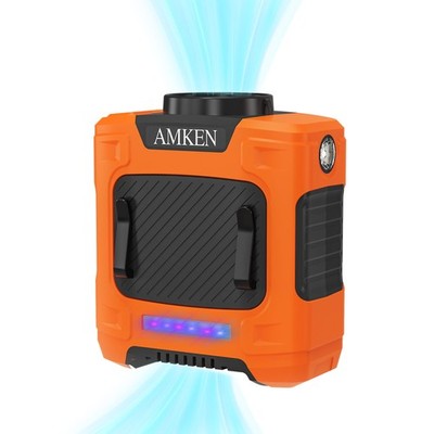 AMKEN Waist Fan - 3-Speed Clip-On Belt Fan, 16000RPM Strong Airflow, Orange 