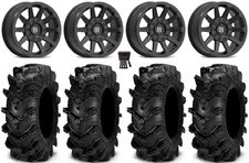 Valor V02 14" Wheels Black 28" Cryptid Tires Sportsman 550 850 1000