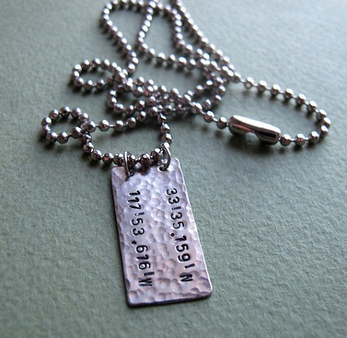 Longitude Latitude Necklace Rectangular 
