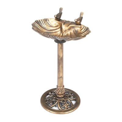 Alpine 13'' by 30'' Bird Bath with 2 Bird Figurines Yard Statue, Bronze (Open Box)